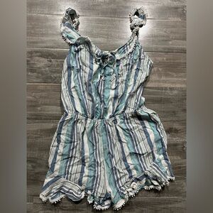 Ocean Drive Blue and White Patterned Romper